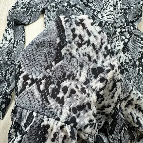 NWT Missguided Snake Animal Reptile Print Button Frill Sheer Chic Mini Dress 2 - Picture 12 of 15